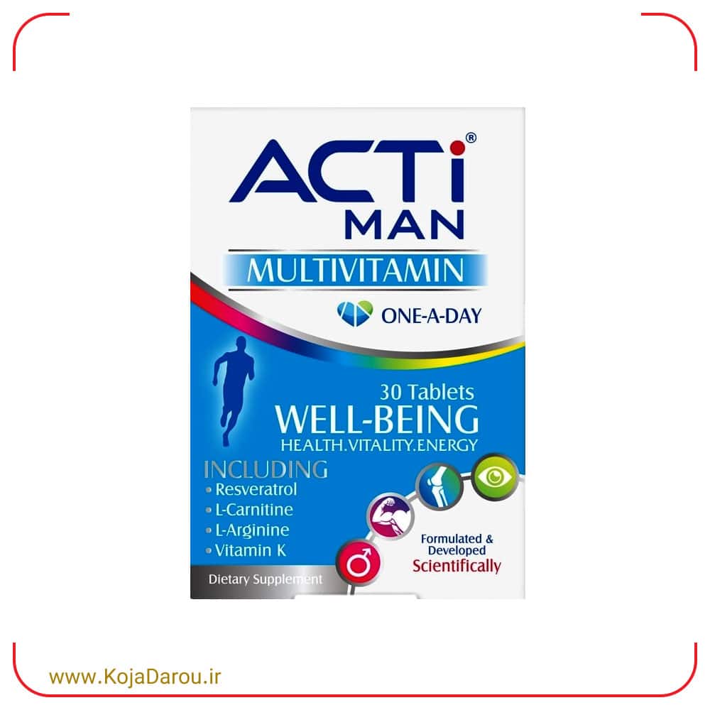 Abian-Darou-Acti-Man-Multivitamin-Tablet-30-pieces قرص مولتی ویتامین آقایان اکتی من ابیان دارو Acti Man بسته 30 عددی