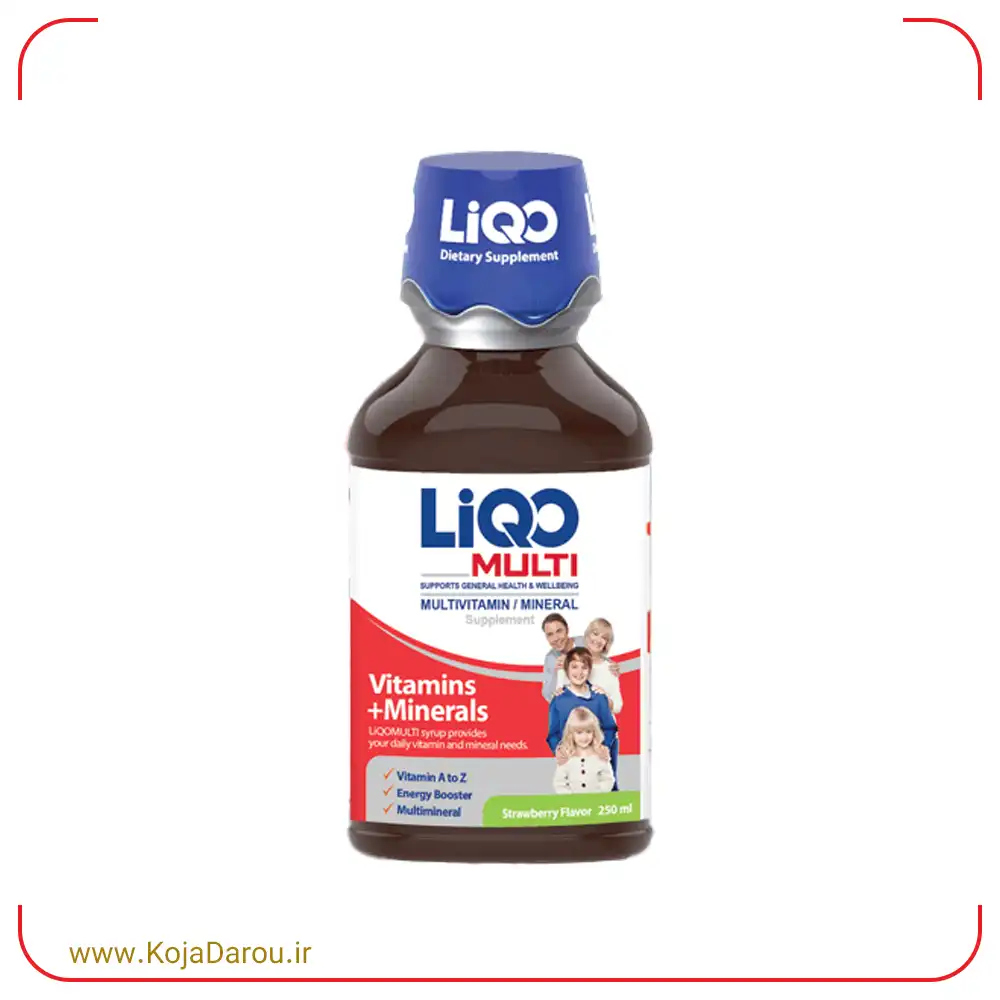 Abian Pharmed Liqo Multi Syrup 250 ml شربت لیکو مولتی ابیان فارمد با طعم توت فرنگی Liqo Multi حجم 250 میلی لیتر