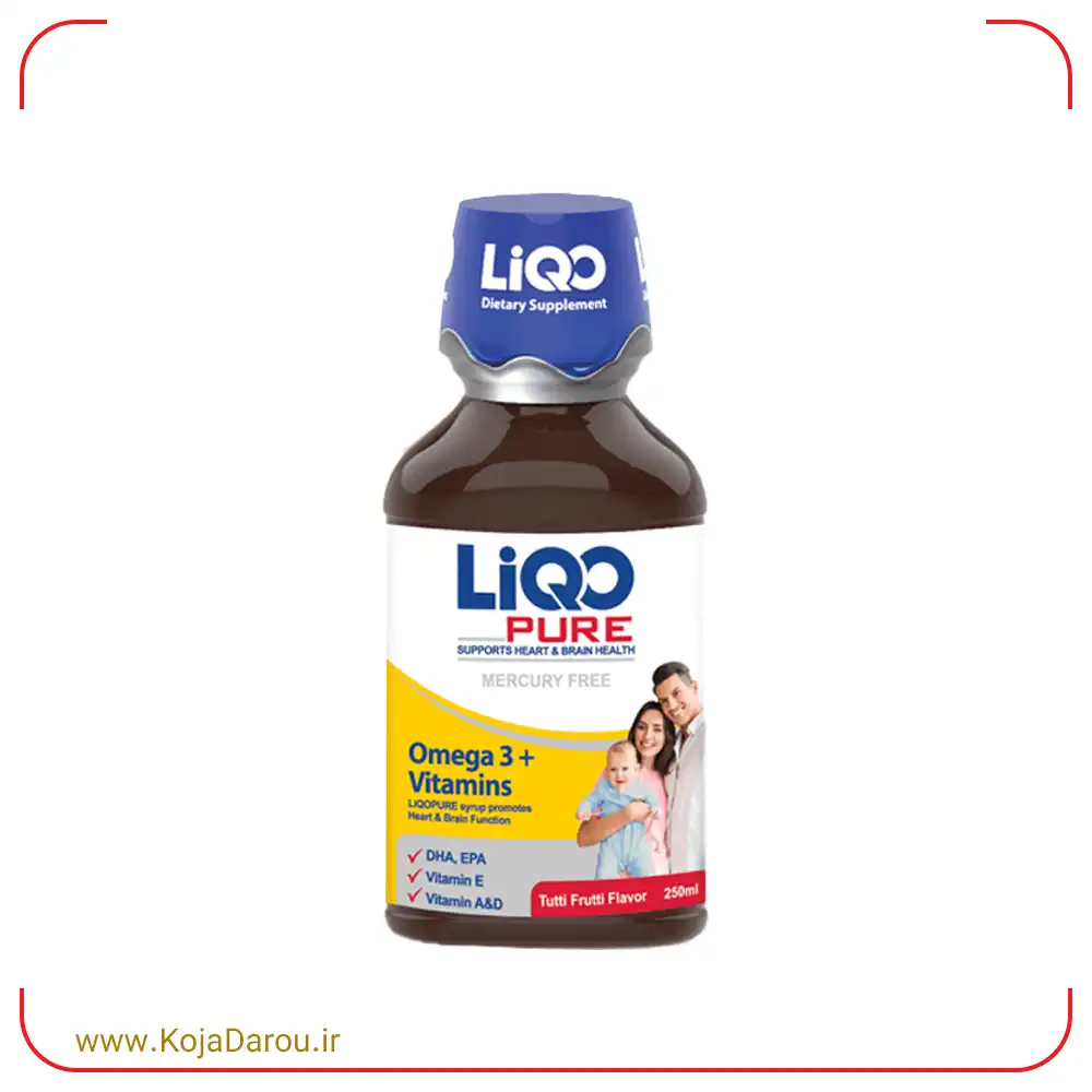 Abian Pharmed Liqo Pure Syrup 250 Ml_ شربت لیکو پیور ابیان فارمد با طعم میوه های استوایی Liqo Pure حجم 250 میلی لیتر