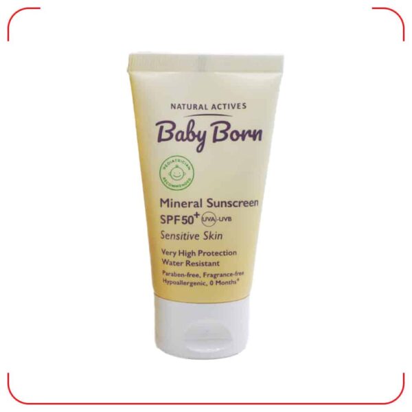 Baby-Born-SPF50-Childrens-Sunscreen-Cream-40-ml کرم ضد آفتاب کودک SPF50 بیبی برن Baby Born حجم 40 میلی لیتر