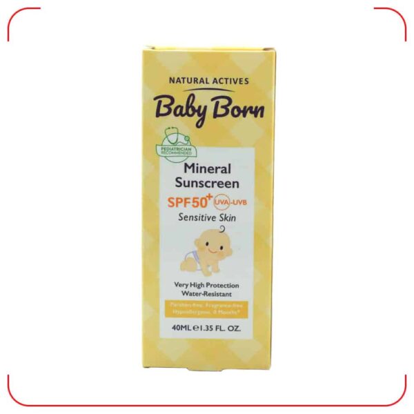 کرم ضد آفتاب کودک SPF50 بیبی برن Baby Born حجم 40 میلی لیتر