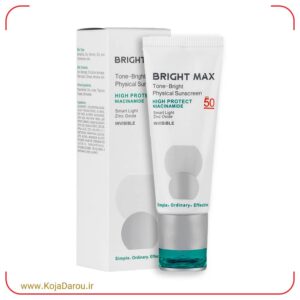 کرم ضد آفتاب فیزیکال تن برایت SPF50 بی رنگ برایت مکس Bright Max حجم 40 میلی لیتر