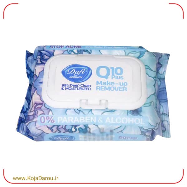 دستمال مرطوب پاک کننده آرایش دافی مدل Stop Acne Dafi بسته 50 عددی
