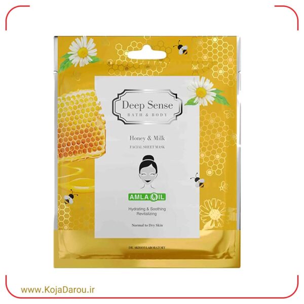 ماسک صورت نقابی شیر و عسل دیپ سنس مناسب پوست نرمال تا خشک Deep Sense حجم 25 میلی لیتر