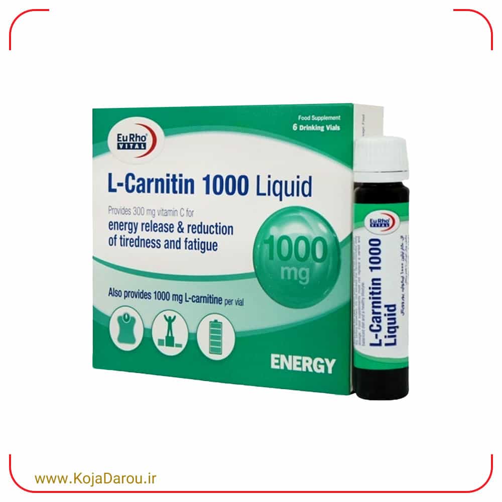 ویال خوراکی ال کارنیتین لیکوئید یوروویتال L Carnitin 1000 بسته 6 عددی