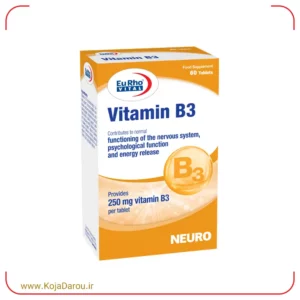 قرص ویتامین ب3 یوروویتال نیاسین 250 میلی گرم Eurho Vital Vitamin B3 بسته 60 عددی