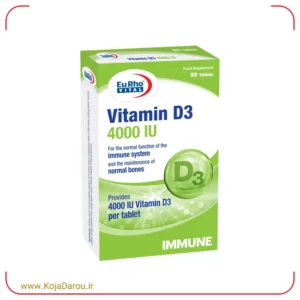 قرص ویتامین د3 4000 واحدی یوروویتال Eurho Vital Vitamin D3 بسته 60 عددی