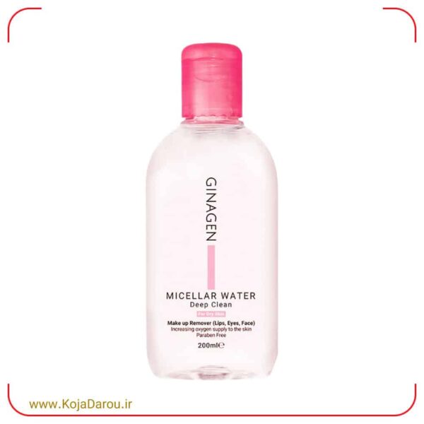 Ginagen-Micellar-Water-For-Dry-To-Normal-Skin-200-ml محلول پاک کننده آرایش ژیناژن مناسب پوست خشک و نرمال Ginagen حجم 200 میلی لیتر