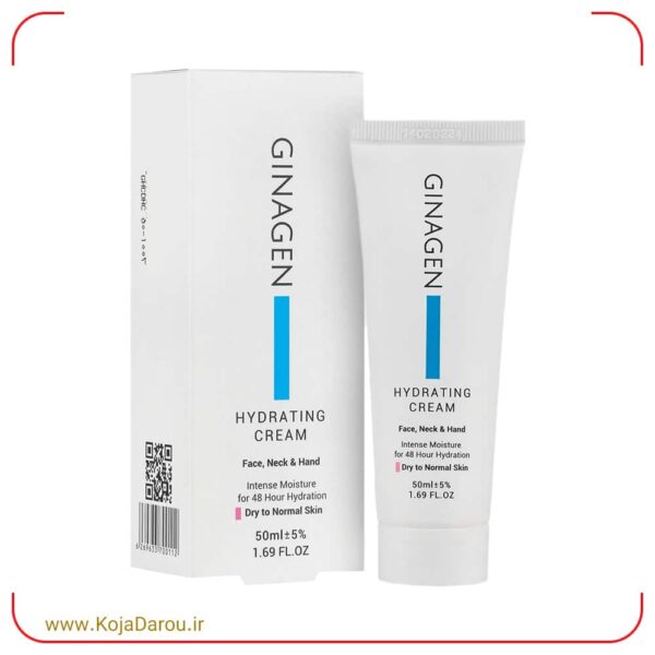 Ginagen-Moisturizing-Cream-for-Dry-and-Normal-Skin-50-ml کرم آبرسان پوست خشک و نرمال ژیناژن Ginagen حجم 50 میلی لیتر