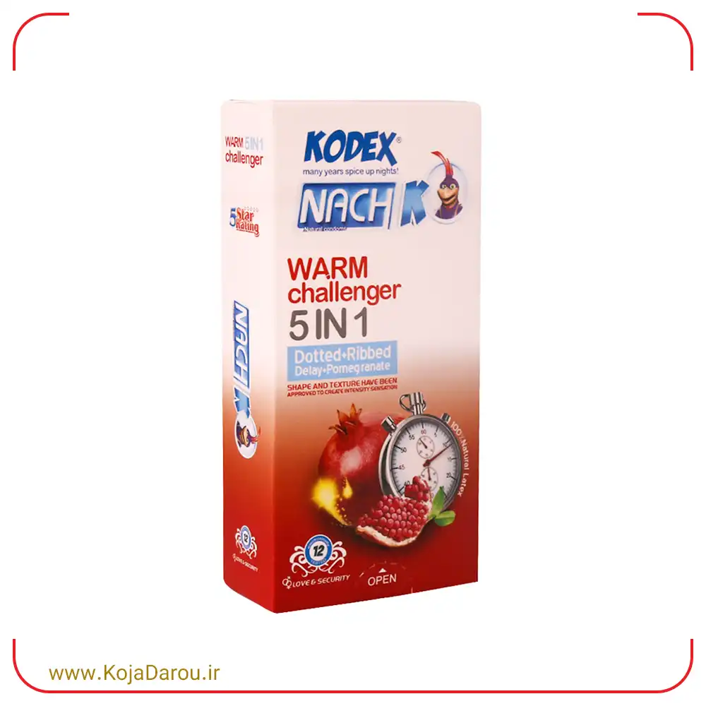 کاندوم 5 در 1 وارم چلنجر ناچ کدکس Kodex Warm Challenger بسته 12 عددی