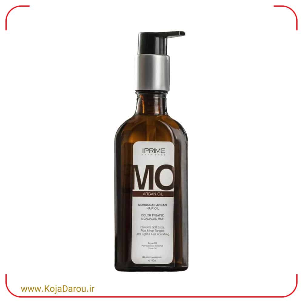 Prime-Argan-Hair-Strengthening-Oil-100-ml روغن تقویت کننده مو آرگان پریم مناسب موی رنگ شده و آسیب دیده Prime حجم 100 میلی لیتر