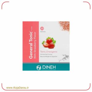 پودر خوراکی جنرال تونیک دینه با طعم توت فرنگی General Tonic بسته 20 عددی
