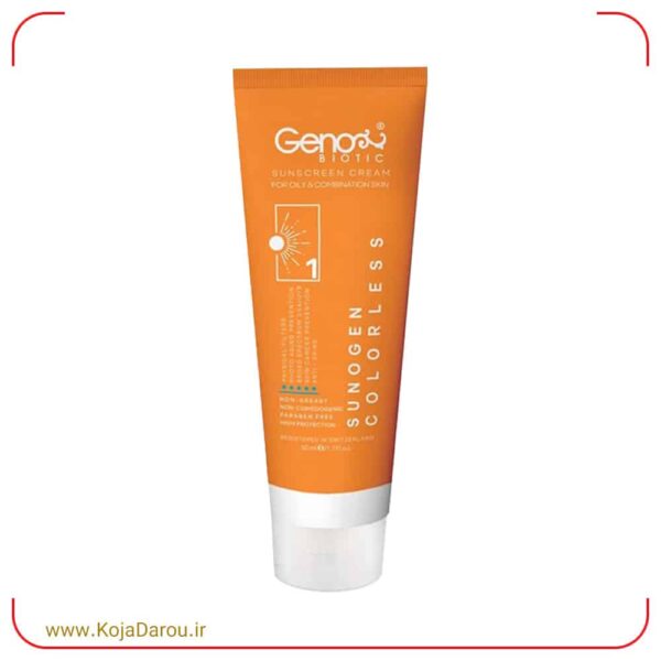 geno-biotic-colorless-sunscreen-for-oily-skin--50-ml کرم ضد آفتاب بی رنگ SPF50 پوست چرب ژنوبایوتیک Geno Biotic حجم 50 میلی لیتر