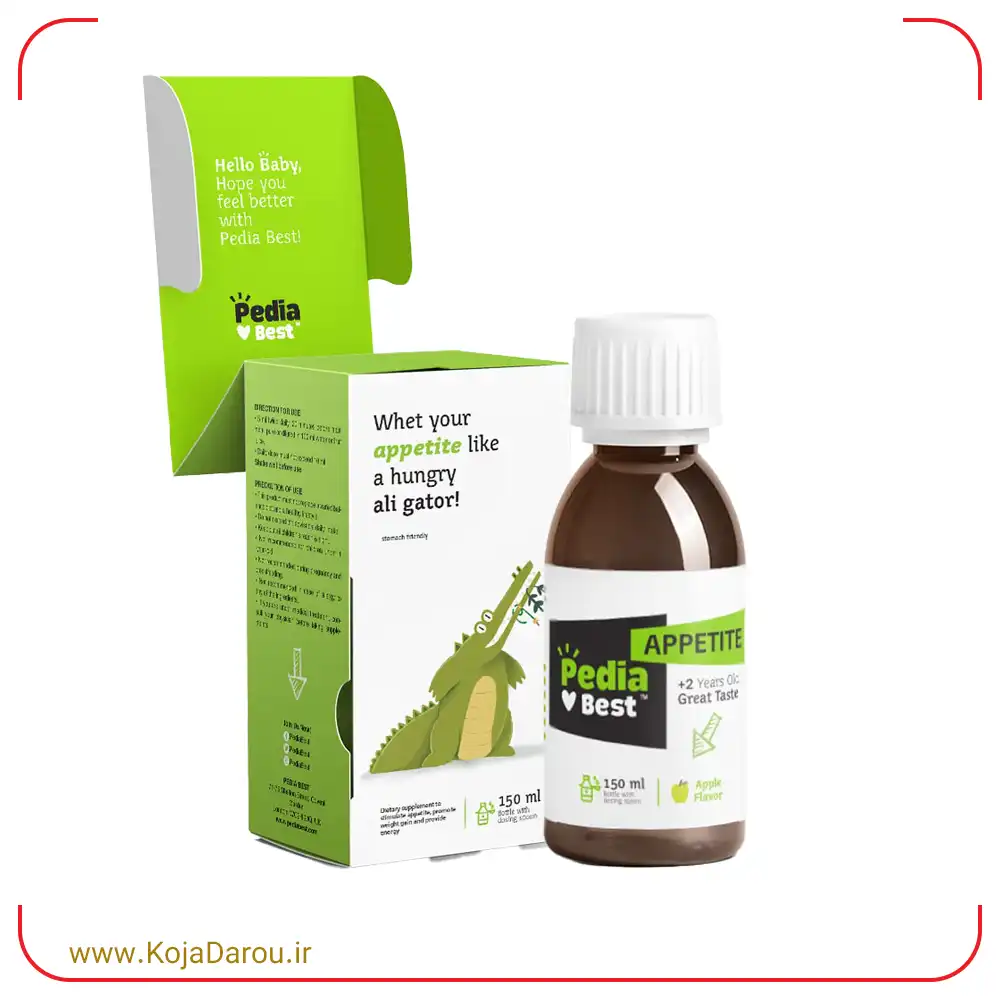 pedia-best-appetite-with-apple-flavor-syrup-150-ml_ شربت اشتها آور اپتایت پدیابست با طعم سیب Pedia Best Appetite حجم 150 میلی لیتر